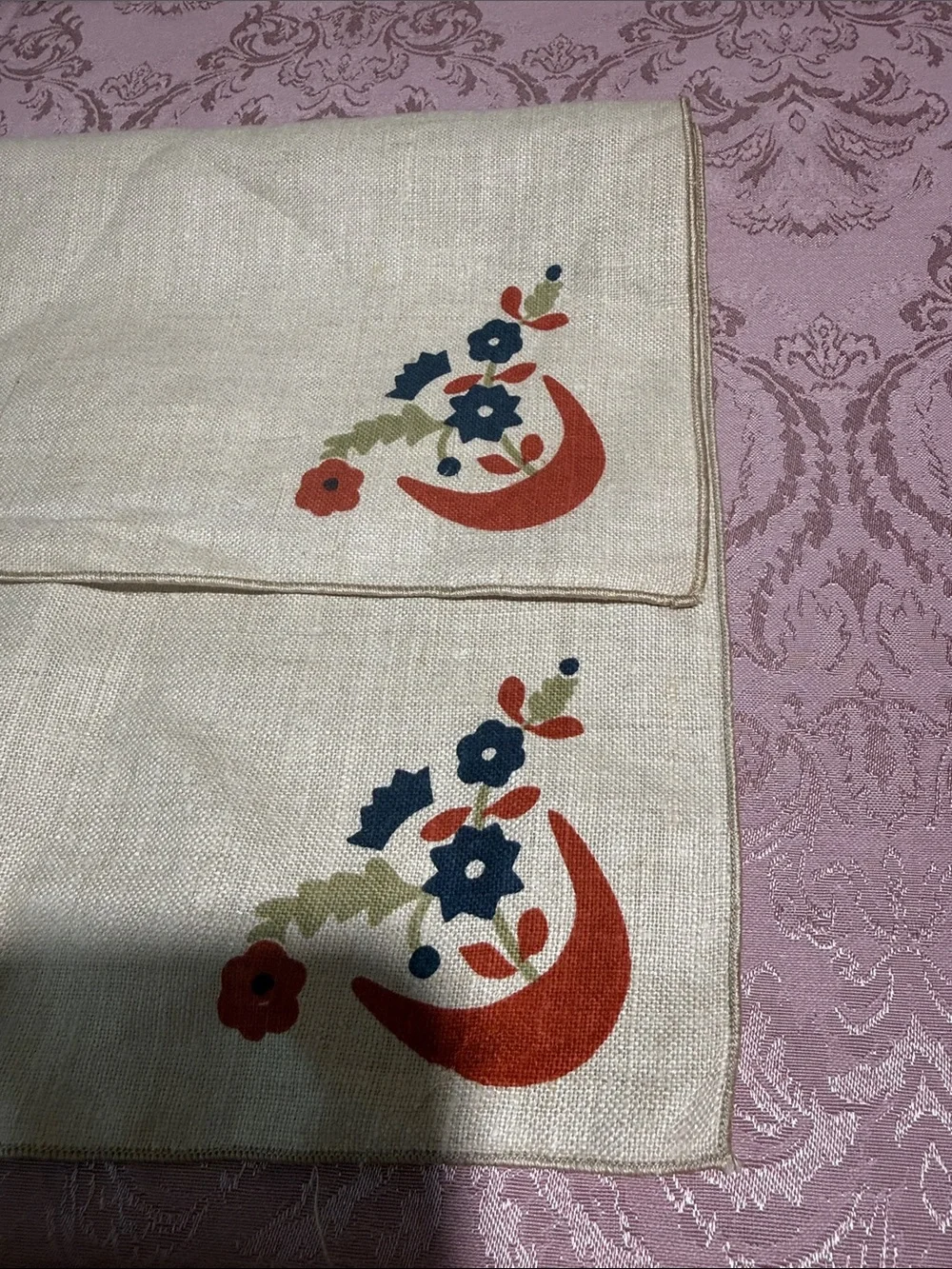 Vintage placemats rare Robert Darr Wert By Hand ~ Eagle ~ Americana 1960's linen